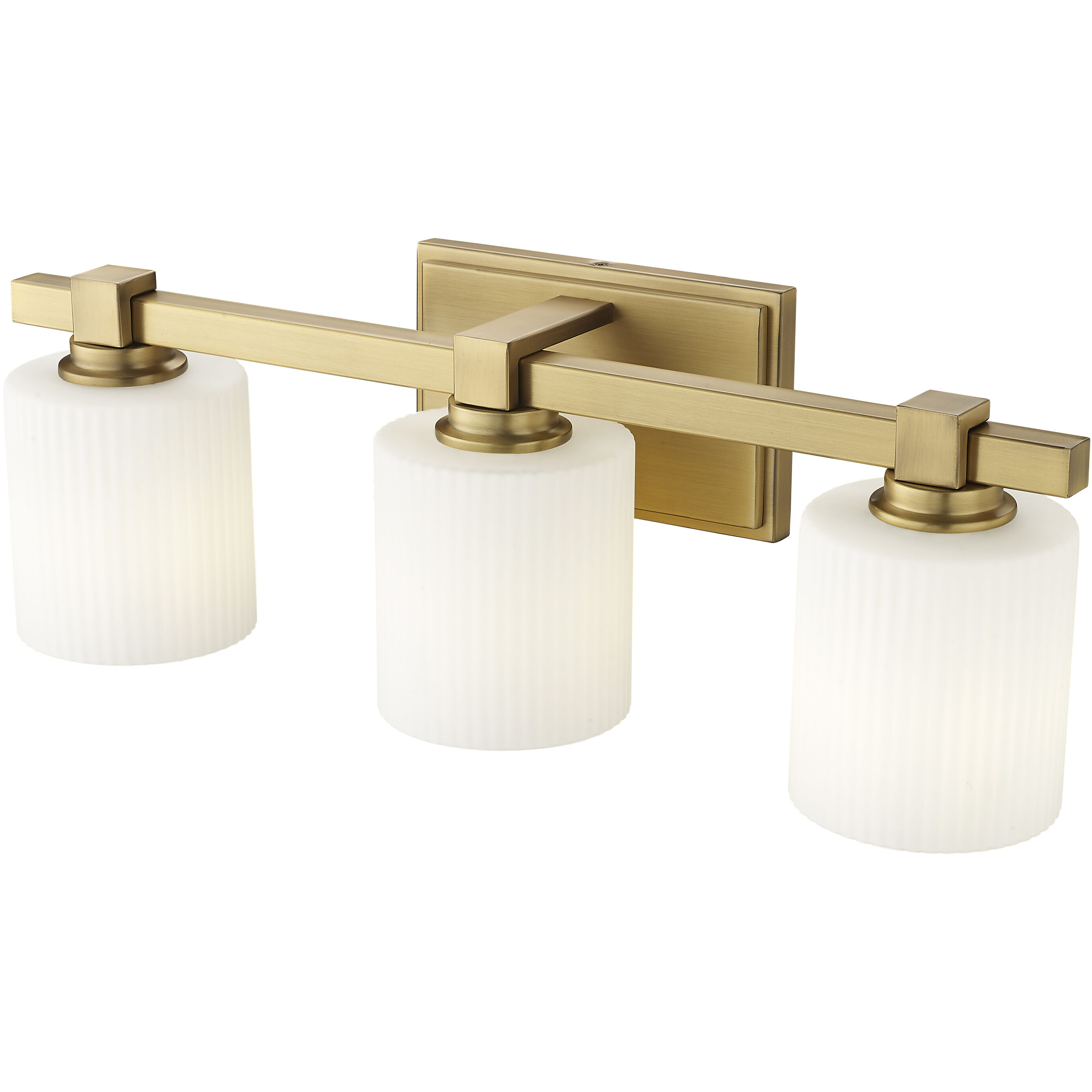 None 3 Light 22 inch Vintage Brass Bathroom Vanity Light Wall Light